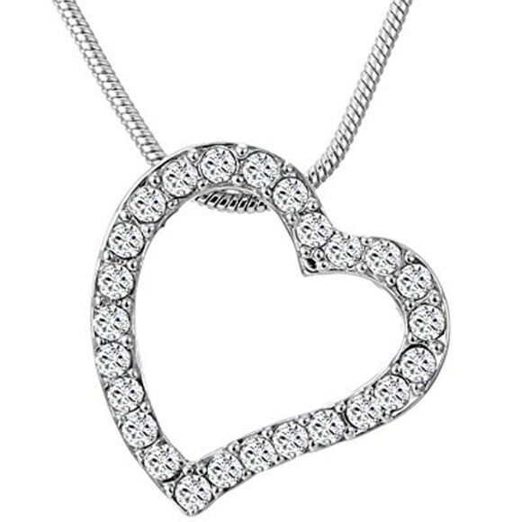 Open heart silver Swarovski necklace - Picture 1 of 1